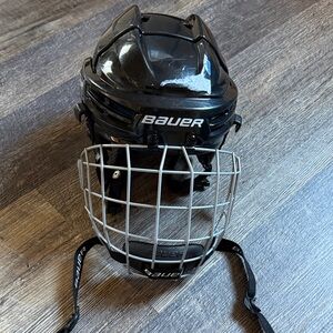 Bauer youth Black Helmet with Silver Cage